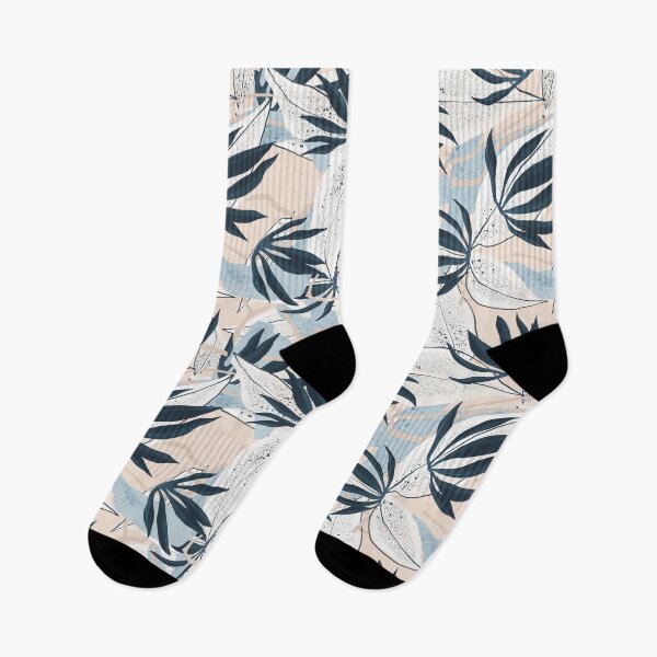 Item preview, Dusty Abstract Botanical in Sand, Pastel Blue and Dark Navy Blue designed and sold by gamboling.