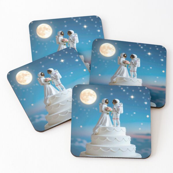 Item preview, Astronaut Bride and Groom On a Wedding Cake designed and sold by Maria Dryfhout.