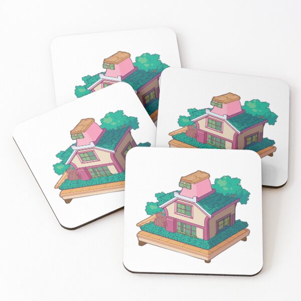 Item preview, Cute Pink and Green Isometric House Sticker designed and sold by CuteKawaiiStudio.