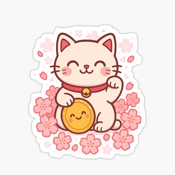 Artikel-Vorschau von Kawaii süße glückliche Maneki-Neko-Katze, designt und verkauft von Like a Kid Designs.