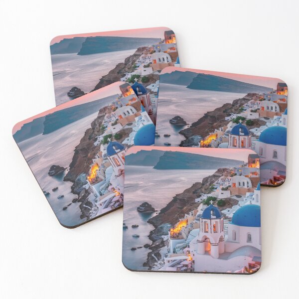 Item preview, Santorini Sunset with Whitewashed Houses and Blue Domes designed and sold by Patricks-Art.