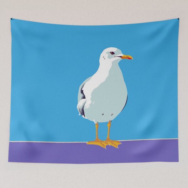 Item preview, Blue and puprple seagull pop art illustration designed and sold by feenandneen.