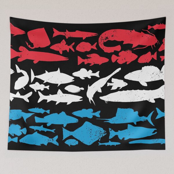 Item preview, Luxembourgian Flag Made of Fish – Fishing Design for Anglers designed and sold by FlagX.