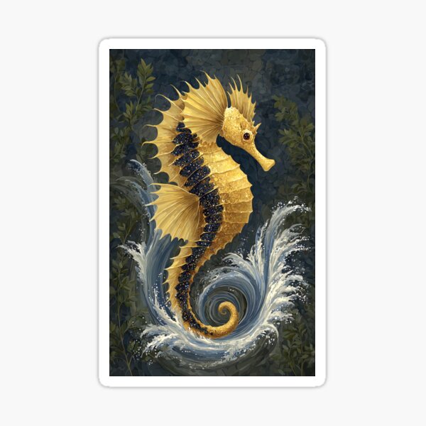 Item preview, Gilded Seahorse: An Aquatic Jewel designed and sold by bloorose.