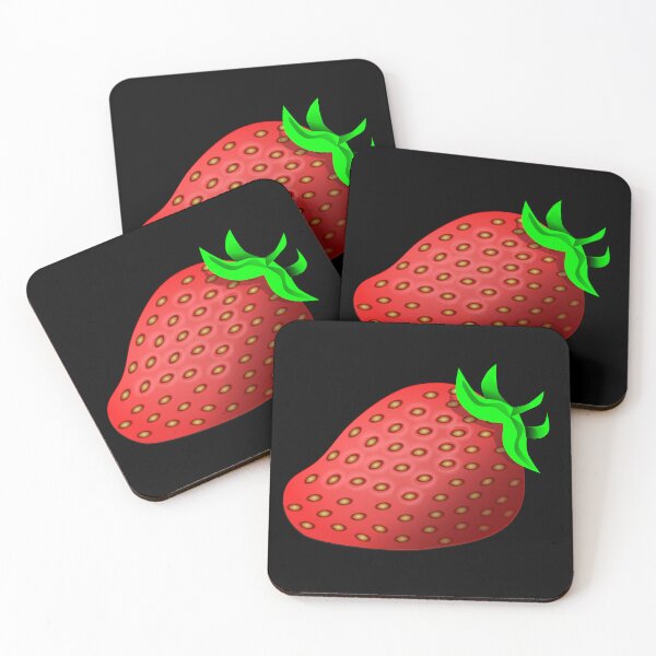 Item preview, Fresh and juicy red strawberry with green leaves designed and sold by katecheerycake.