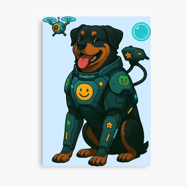 Item preview, Cyberpunk Guardian Dog – Rottweiler designed and sold by Patternicity.