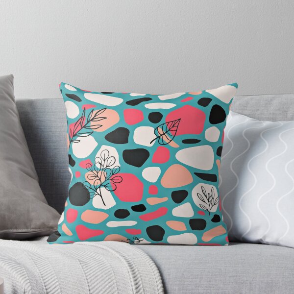 Artikel-Vorschau von Terrazzo-Muster mit Blättern in Aqua, Pink, Weiß, designt und verkauft von DEC02.