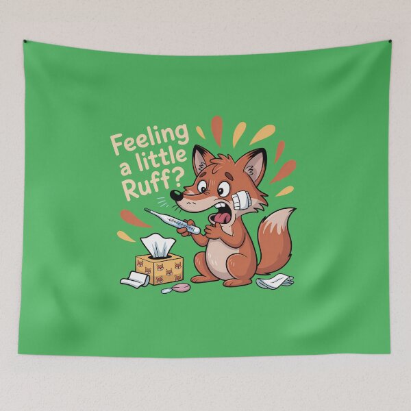 Item preview, Cartoon Sick Fox With Feeling A Little Ruff designed and sold by SurrealArtSzysz.