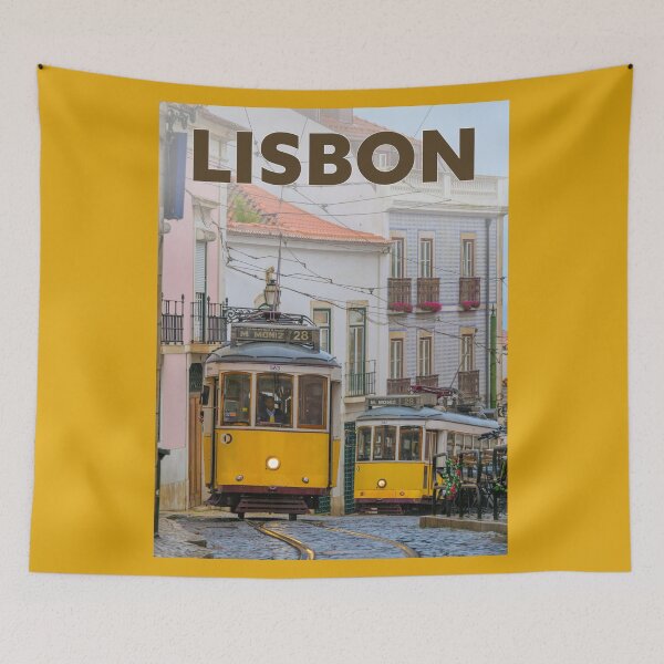Item preview, Vintage-style Lisbon Trams Travel Poster designed and sold by travelwitheric.