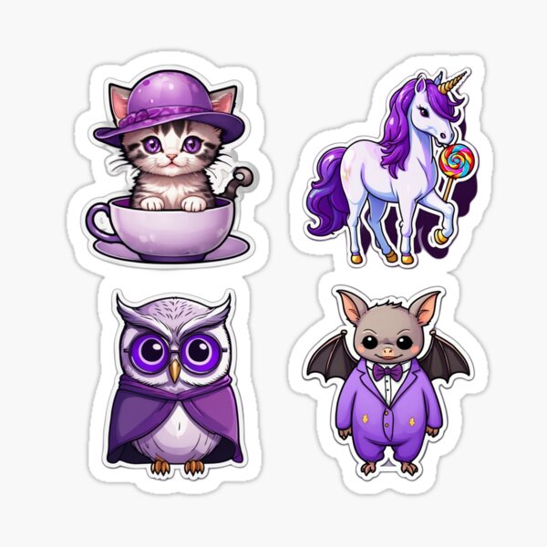 Artikel-Vorschau von Purple Magic Pets – Skurriles Kreaturen-Aufkleberset, designt und verkauft von Trendies-Sticky.