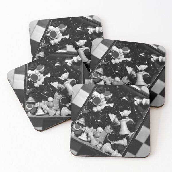 Item preview, Black and White Chess Pieces and Board Photography designed and sold by REUP50mm.