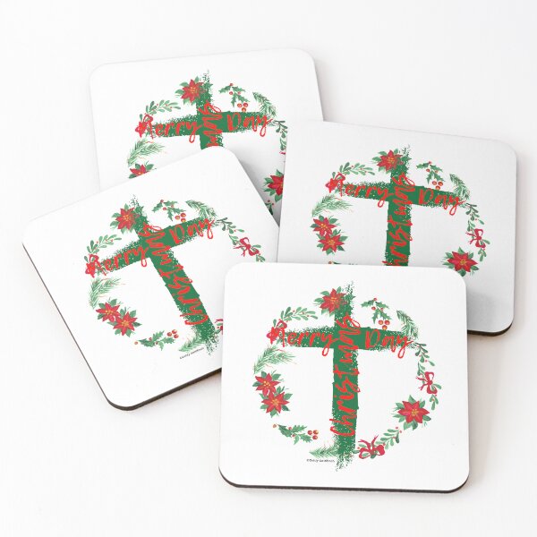Item preview, Merry Christmas Wreath Merry Christmas Day Cross of Christ designed and sold by giddygoldfinch.