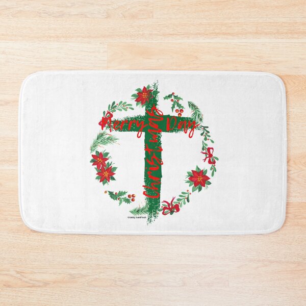 Item preview, Merry Christmas Wreath Merry Christmas Day Cross of Christ designed and sold by giddygoldfinch.