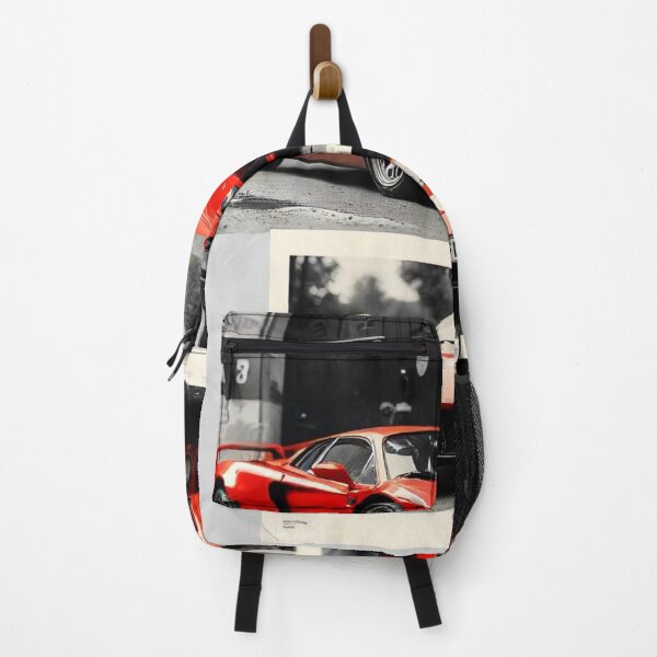 Item preview, old black&white pictures, vintage red supercar with race number on car's door designed and sold by PrintYourStyle.