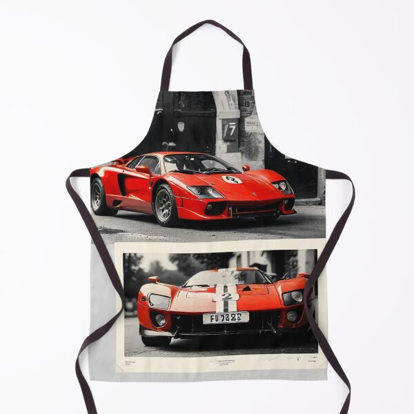 Item preview, old black&white pictures, vintage red supercar with race number on car's door designed and sold by PrintYourStyle.