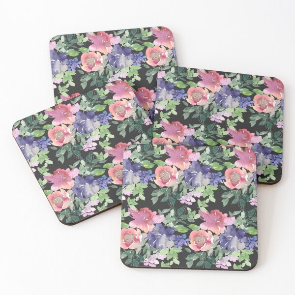 Item preview, Red-Magenta And Blue Floral Pattern On Black designed and sold by DEC02.