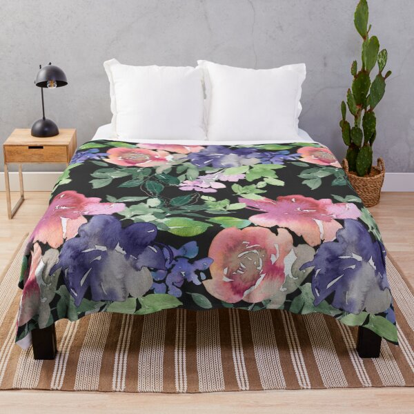 Item preview, Red-Magenta And Blue Floral Pattern On Black designed and sold by DEC02.