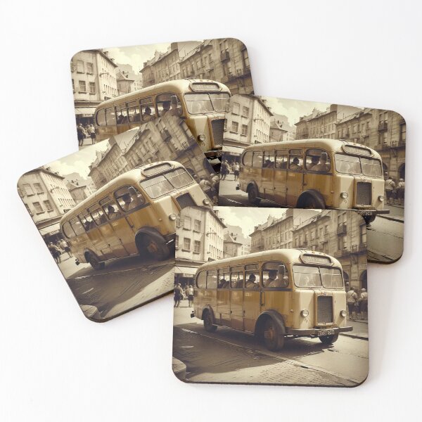 Item preview, old sepia pictures, vintage citybus with passengers designed and sold by PrintYourStyle.