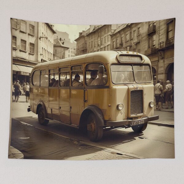 Item preview, old sepia pictures, vintage citybus with passengers designed and sold by PrintYourStyle.