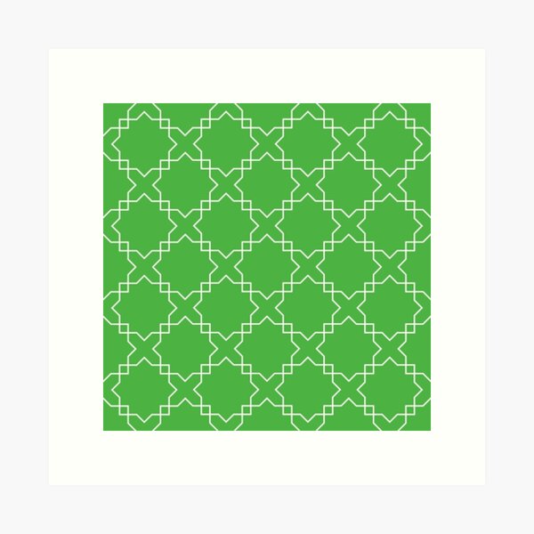 Aperçu de l'œuvre Motif géométrique exotique en trèfle vert et blanc créée et vendue par DEC02.