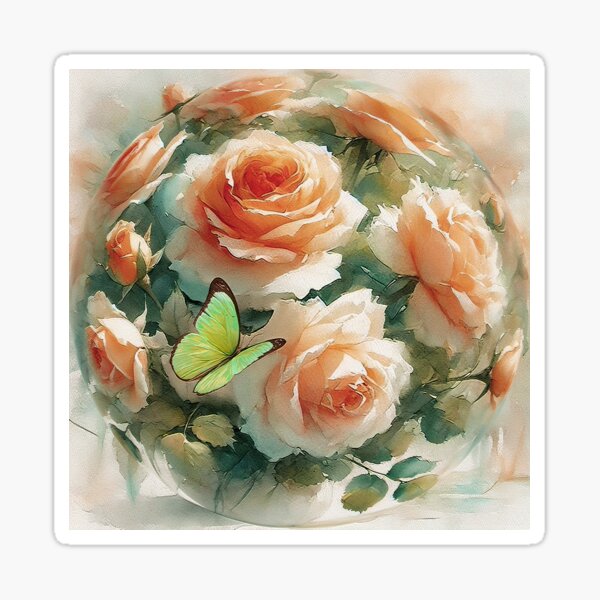 Aperçu de l'œuvre Jardin éthéré – Roses douces et papillons en fleurs créée et vendue par baindy.