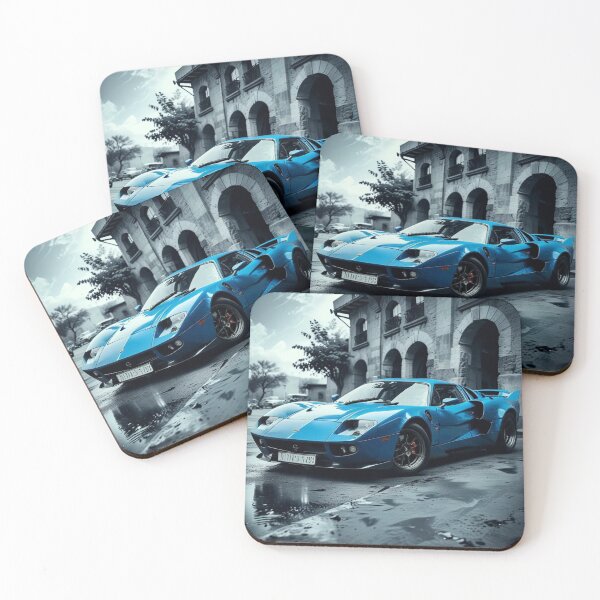 Item preview, old black&white pictures, vintage blue supercar designed and sold by PrintYourStyle.