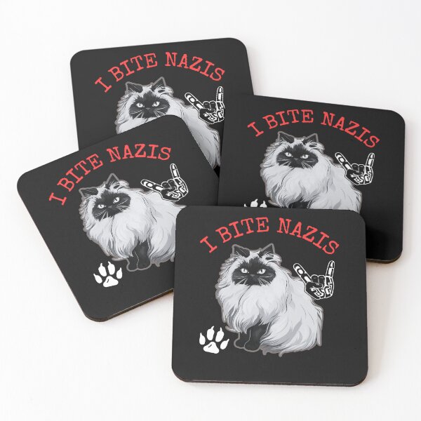 Item preview, I Bite Nazis Persian Cat Funny Political Design designed and sold by EarthArtDesigns.