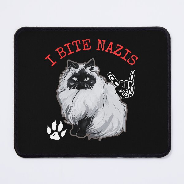 Item preview, I Bite Nazis Persian Cat Funny Political Design designed and sold by EarthArtDesigns.