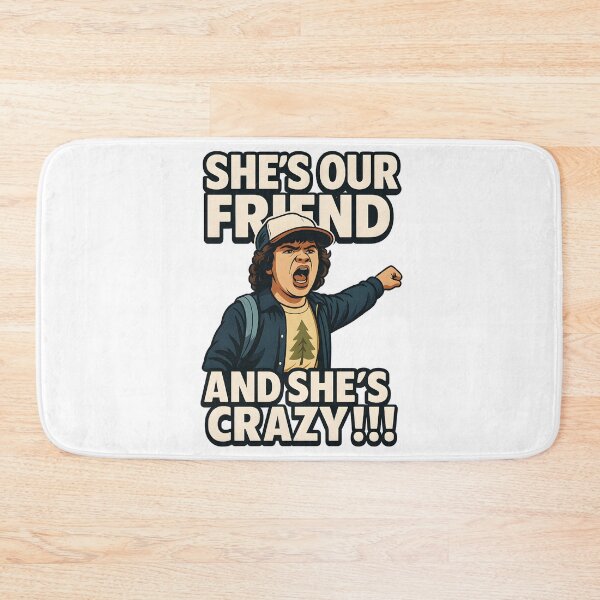 Item preview, She’s Our Friend and She’s Crazy – Retro Pop Culture Quote T-Shirt designed and sold by WAUZ.