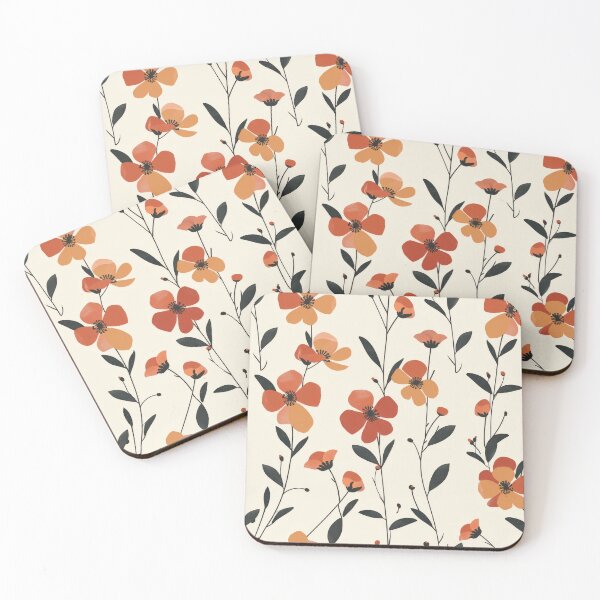 Artikelvorschau, Retro Orange Blumenmuster – Minimalistisches botanisches Design entworfen und verkauft von YourPrettyHome.