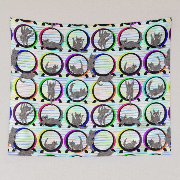 Item preview, Cat Wheel Chaos - Funny Grey Cats - Exercise Running Wheel - Pet Doodles designed and sold by Michelebuttons.