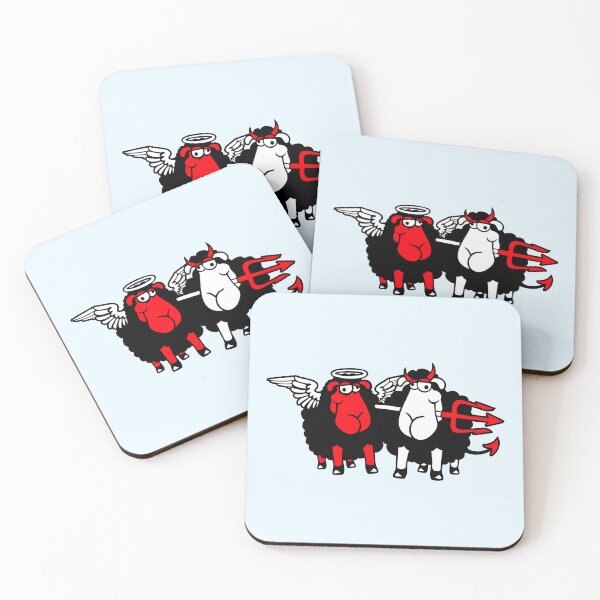 Item preview, 2 Sheep Angel Devil Satan Hell Evil Heaven Good designed and sold by shirt-o-mat.