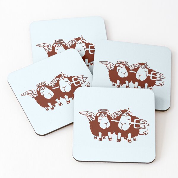 Item preview, 2 Sheep Angel Devil Satan Hell Evil Heaven Good designed and sold by shirt-o-mat.