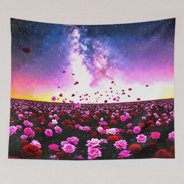 Item preview, Enchanting Rose Garden Under a Breathtaking Milky Way sky designed and sold by Fantabulous.