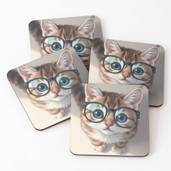 Item preview, Kitten Wearing Oversized Glasses - Minimalist designed and sold by The Artfiller.