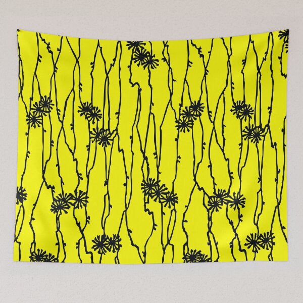 Item preview, Japanese Flower Stem Pattern from the Edo Period on YELLOW default background #FFFF00 designed and sold by pelagio.