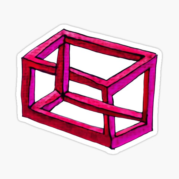 Vista previa del artículo con la obra «Ilusión imposible en rosa, rojo y azul medianoche.», diseñado y vendido por Vision Illustrated.