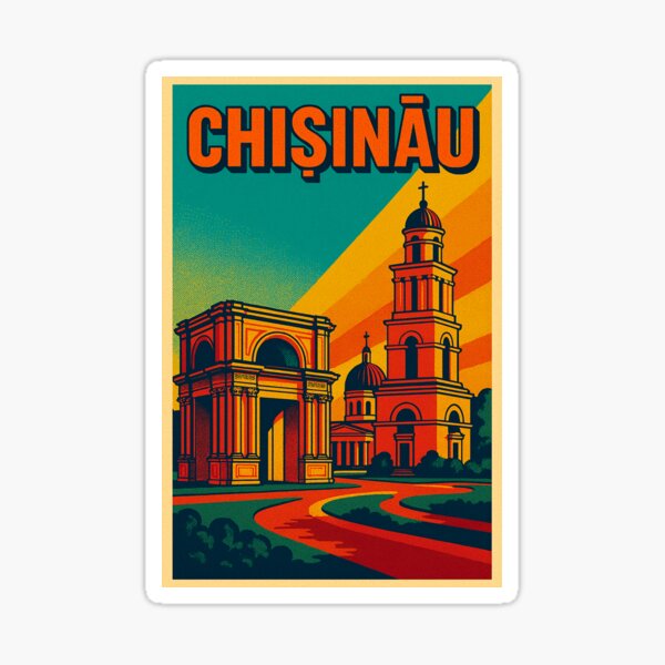 Item preview, Chișinău in Retro Pop Art Style | Vibrant Moldova Travel Vibes | Colorful Cityscape with Vintage Aesthetic | Funky Pop Art Design of Eastern Europe designed and sold by PaintedPixels01.