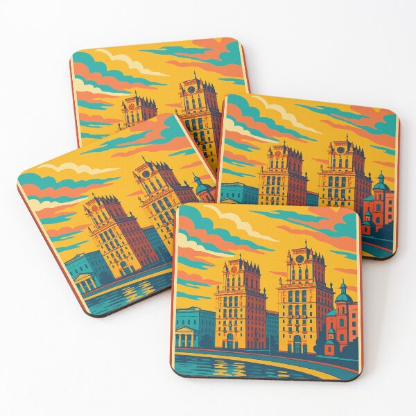 Item preview, Minsk in Retro Pop Art Style | Colorful Belarus Travel Art | Vintage Cityscape of Minsk Landmarks | Bold Digital Poster with Eastern European Flair designed and sold by PaintedPixels01.
