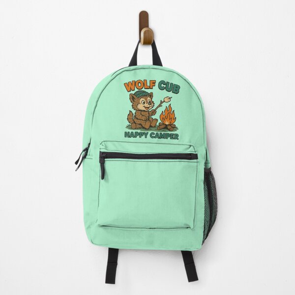Item preview, Retro Wolf Cub Happy Camper Bonfire designed and sold by zzz888.