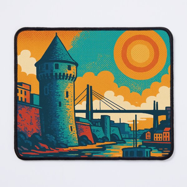 Item preview, Brest in Retro Pop Art Style | Colorful French Port City Vibes | Bold Travel Poster with Vintage Aesthetic | Coastal France in Graphic Pop Colors | Funky Seaside Cityscape of Brest designed and sold by PaintedPixels01.