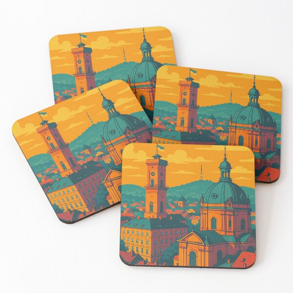 Item preview, Lviv in Retro Pop Art Style | Colorful Ukrainian Cityscape | Bold Digital Travel Poster of Lviv | Vintage-Inspired Urban Aesthetic | Funky Eastern European Landmark Art designed and sold by PaintedPixels01.