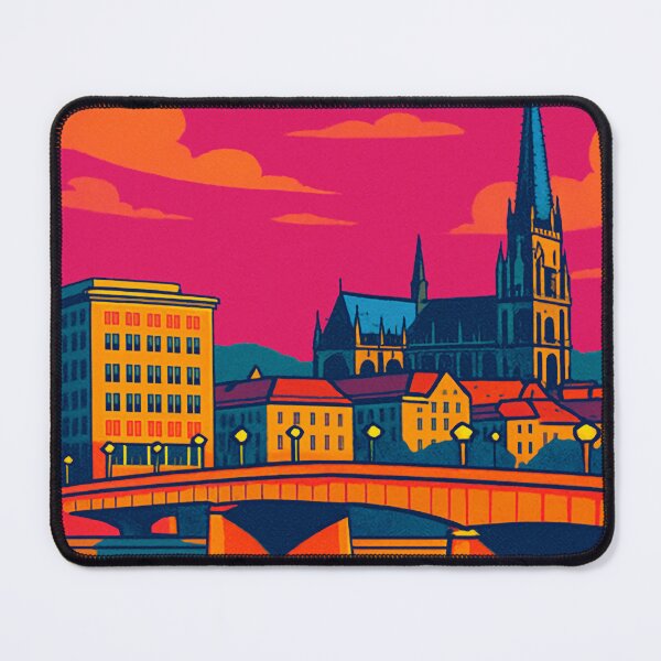 Item preview, Linz in Retro Pop Art Style | Colorful Austria Travel Vibes | Vintage-Inspired Cityscape of Linz | Bold Digital Art with Pop Culture Flair | Funky European Poster with Linz designed and sold by PaintedPixels01.