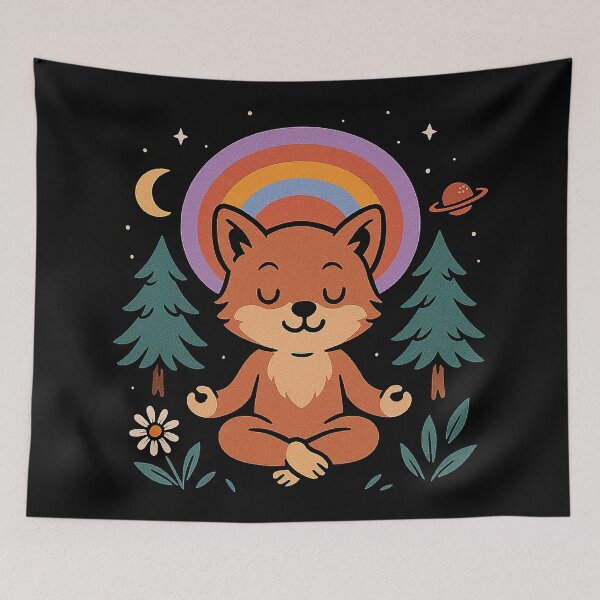 Item preview, Serene Fox Meditation Under Rainbow Sky designed and sold by zzz888.