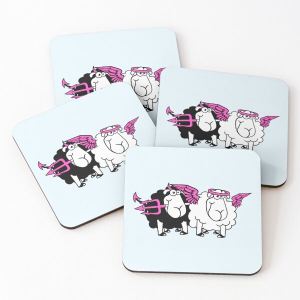 Item preview, 2 Sheep Angel Devil Satan Hell Evil Heaven Good designed and sold by shirt-o-mat.