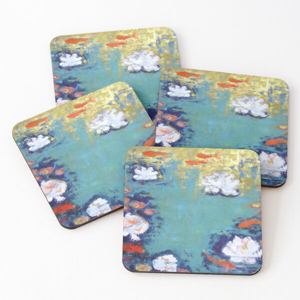 Item preview, Koi Fish Landscape Painting Waterlilies designed and sold by druidwolfart.