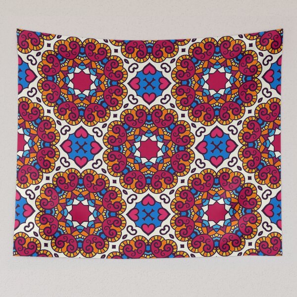 Item preview, Mexican Tile Design Art In Blue And Cherry designed and sold by DEC02.