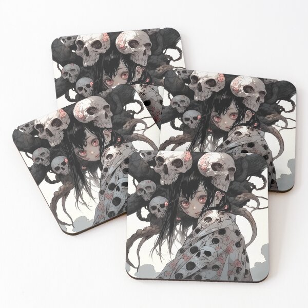 Item preview, Anime Girl with Skulls and Tentacles designed and sold by bubblegoth.