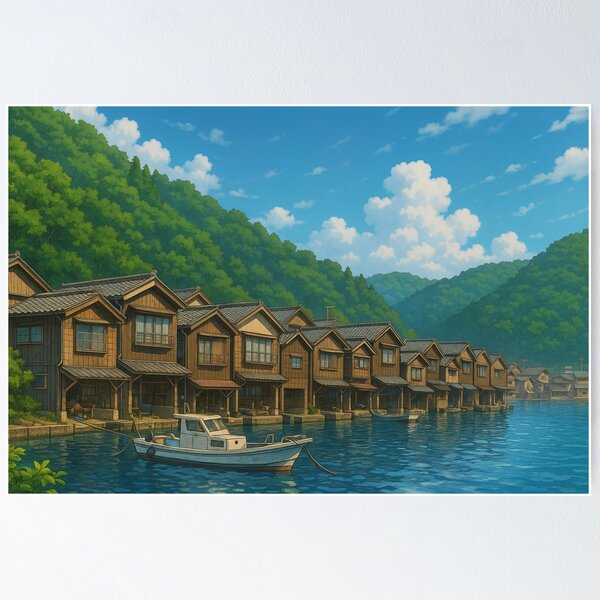 Item preview, Funaya Boathouse at Ine Kyoto designed and sold by Takeda-art.