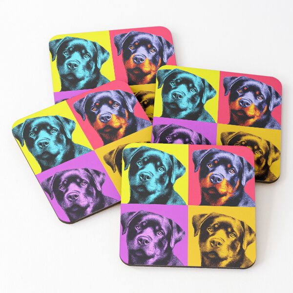 Aperçu de l'œuvre Chien Rottweiler Pop Art de style Andy Warhol créée et vendue par TheAnimalZ00.